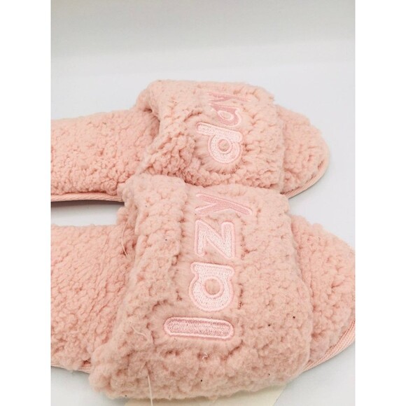 Jenni Intimates slippers faux sherpa pink lazy day large - Picture 4 of 7